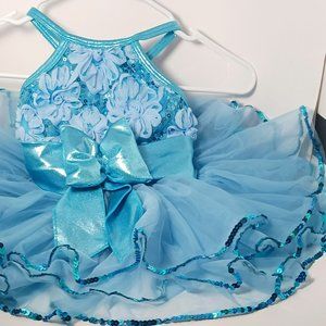 vintage Awish come true kids dance dress color blue made in U.S.A.